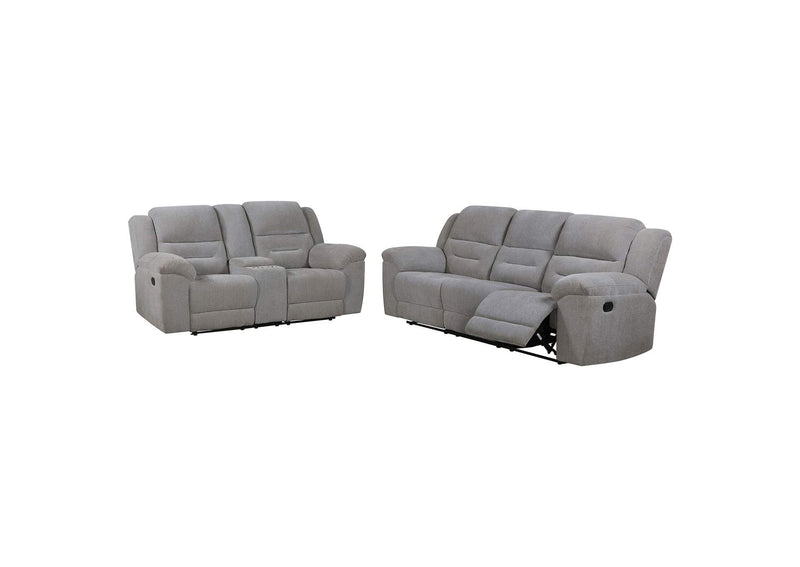 602551-S2 Gilson 2-piece Chenille Upholstered Reclining Sofa Set Grey