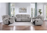 602551-S3 Gilson 3-piece Chenille Upholstered Reclining Sofa Set Grey