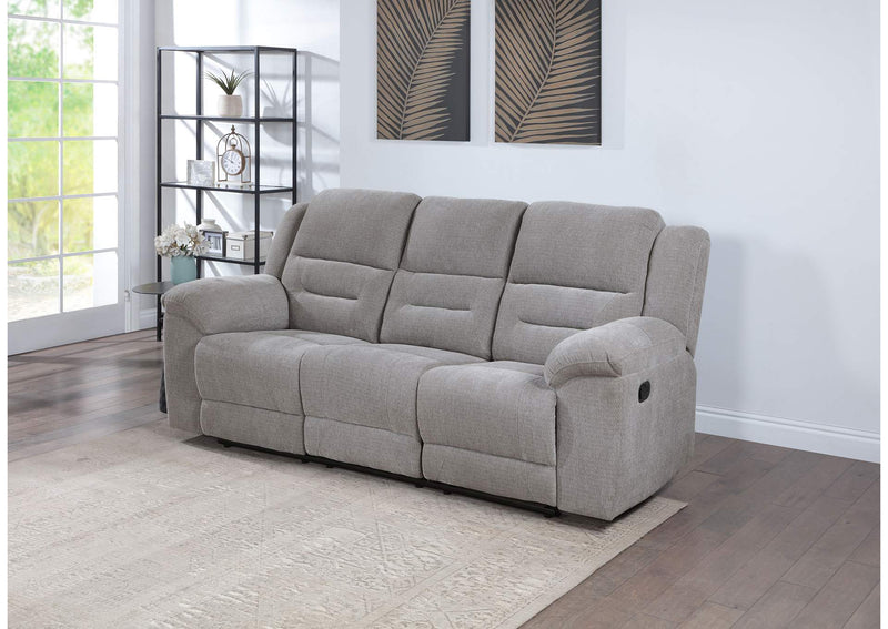 602551 Gilson Chenille Upholstered Reclining Sofa Grey