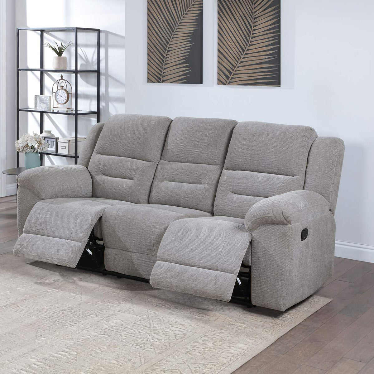 602551 Gilson Chenille Upholstered Reclining Sofa Grey