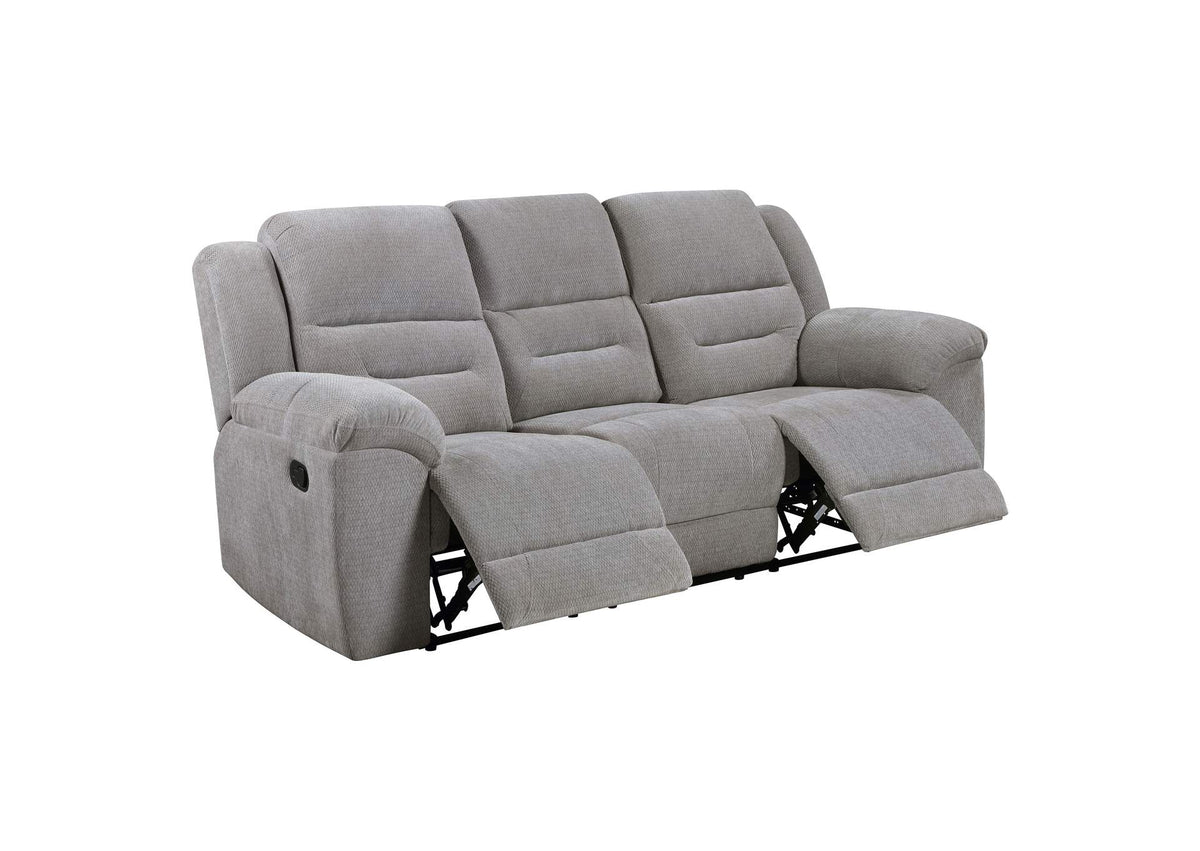 602551 Gilson Chenille Upholstered Reclining Sofa Grey
