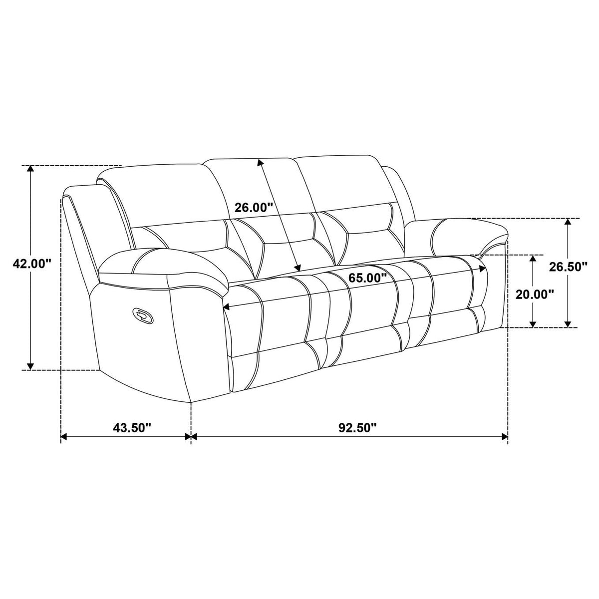 602551 Gilson Chenille Upholstered Reclining Sofa Grey