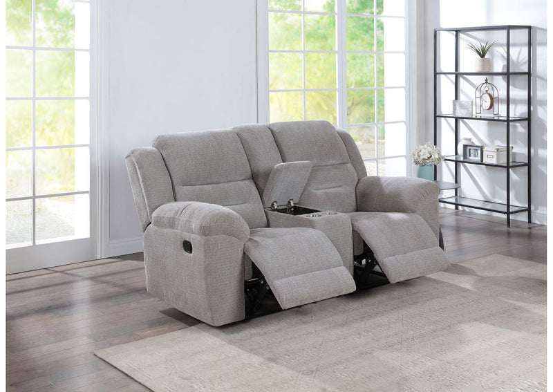 602552 Gilson Chenille Upholstered Reclining Loveseat Grey