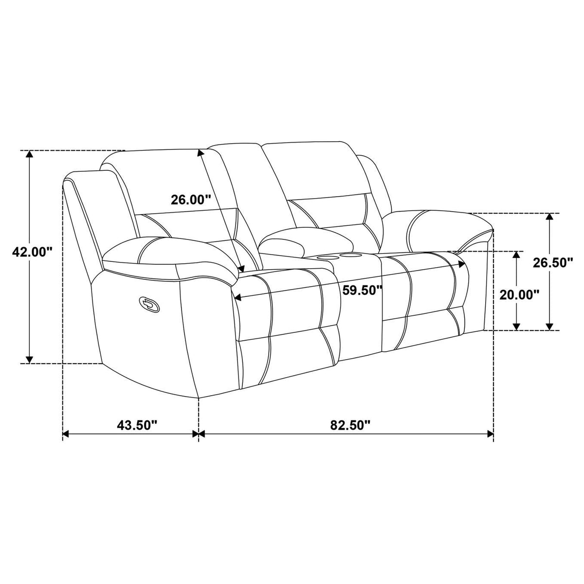 602552 Gilson Chenille Upholstered Reclining Loveseat Grey