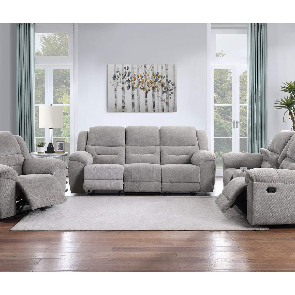 602552 Gilson Chenille Upholstered Reclining Loveseat Grey