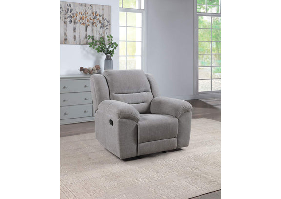 602553 Gilson Chenille Upholstered Glider Recliner Chair Grey
