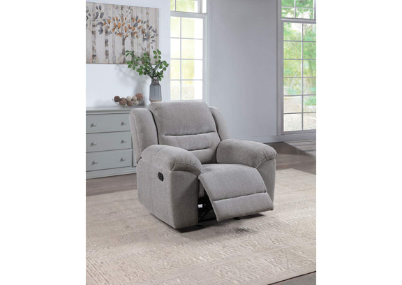 602553 Gilson Chenille Upholstered Glider Recliner Chair Grey