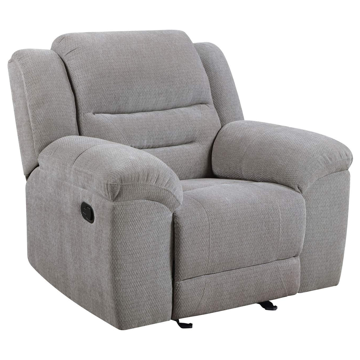 602553 Gilson Chenille Upholstered Glider Recliner Chair Grey