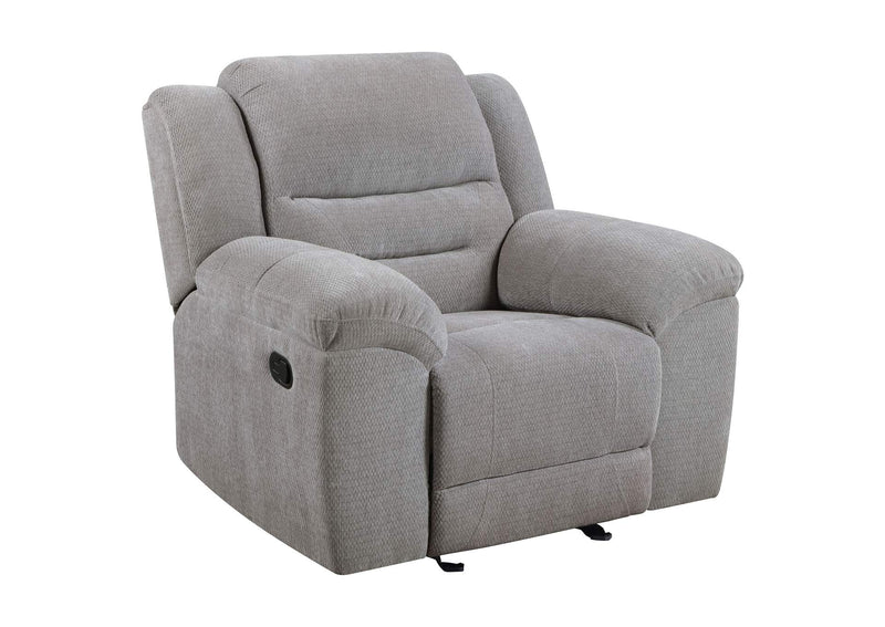 602553 Gilson Chenille Upholstered Glider Recliner Chair Grey