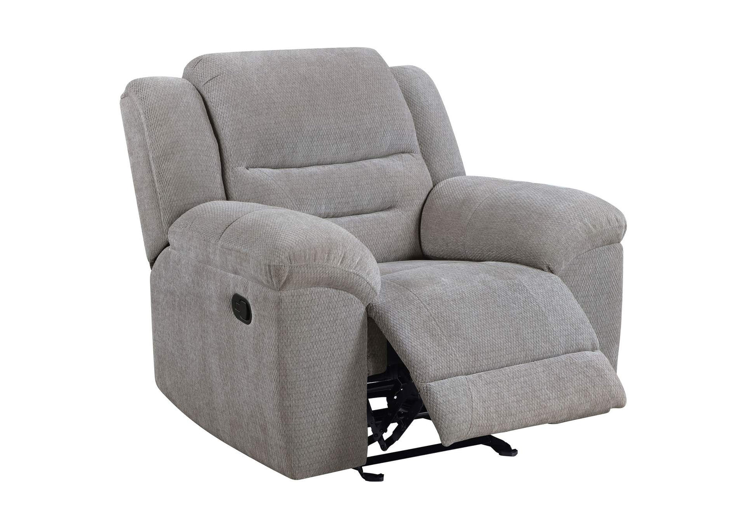 602553 Gilson Chenille Upholstered Glider Recliner Chair Grey