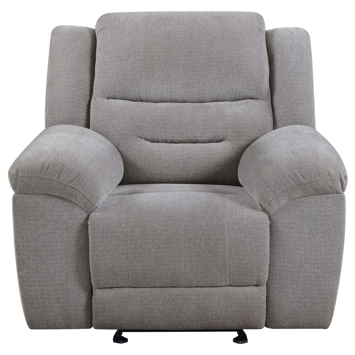 602553 Gilson Chenille Upholstered Glider Recliner Chair Grey