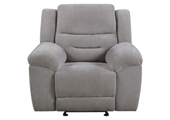 602553 Gilson Chenille Upholstered Glider Recliner Chair Grey