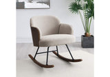 602625 Paige Boucle Upholstered Mid Back Rocking Chair Beige