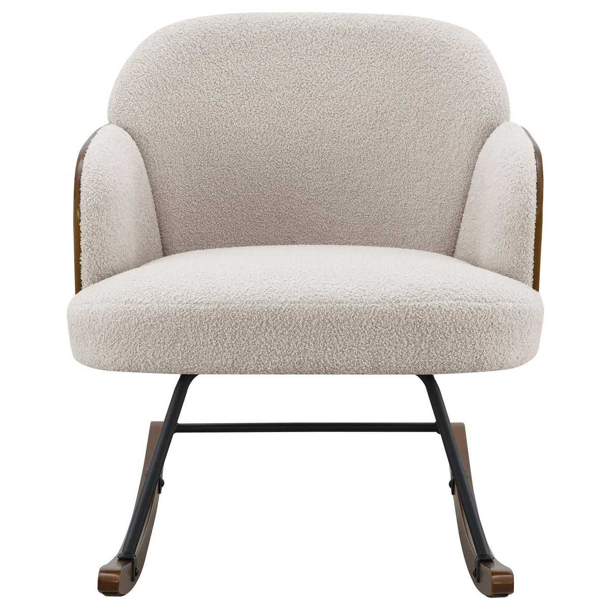 602625 Paige Boucle Upholstered Mid Back Rocking Chair Beige