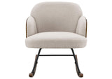 602625 Paige Boucle Upholstered Mid Back Rocking Chair Beige