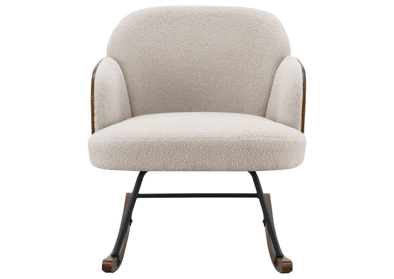 602625 Paige Boucle Upholstered Mid Back Rocking Chair Beige