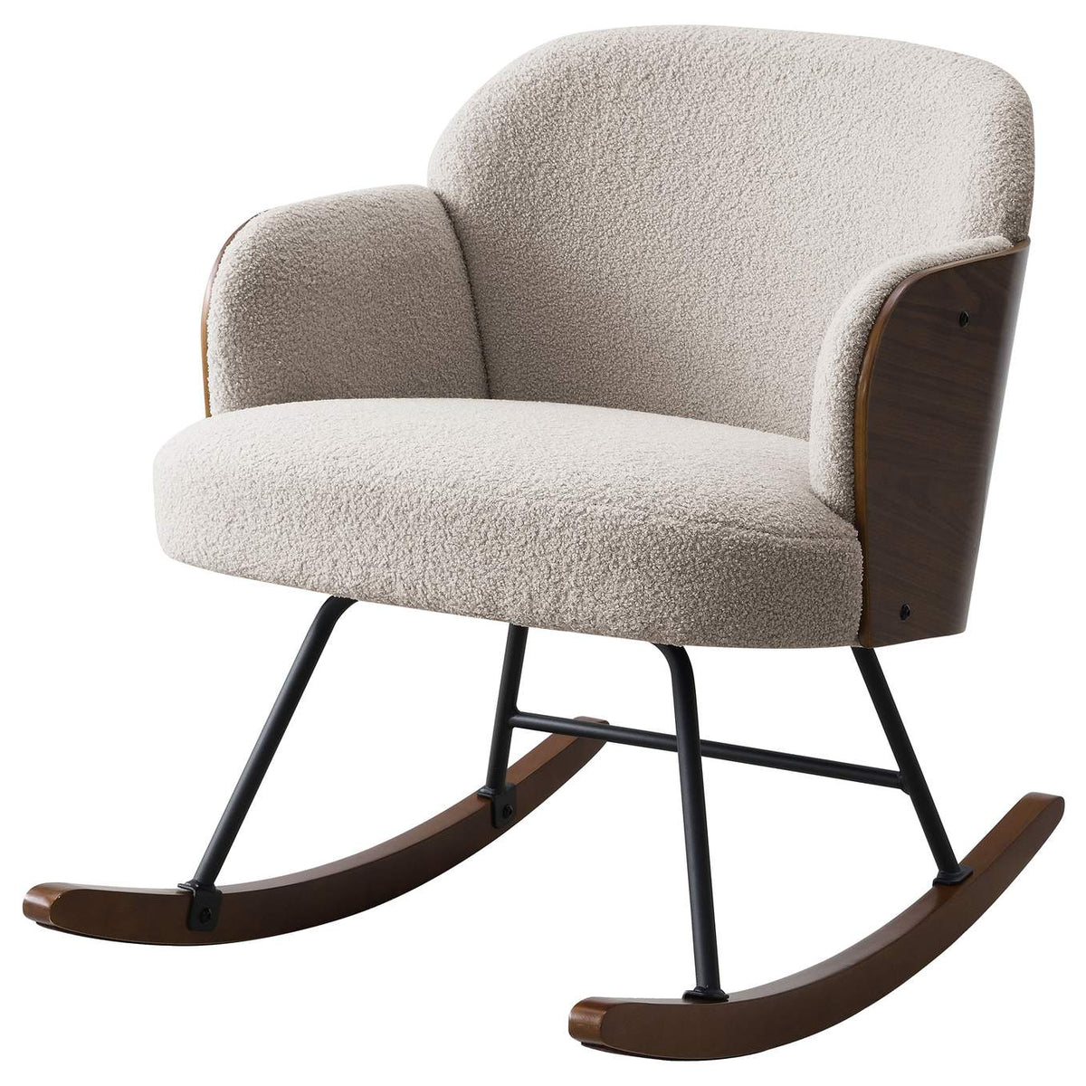 602625 Paige Boucle Upholstered Mid Back Rocking Chair Beige