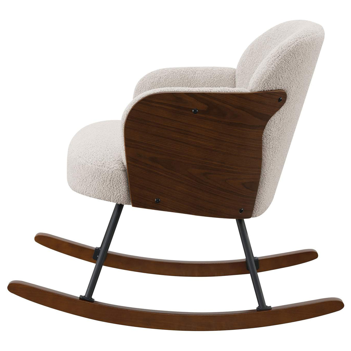 602625 Paige Boucle Upholstered Mid Back Rocking Chair Beige