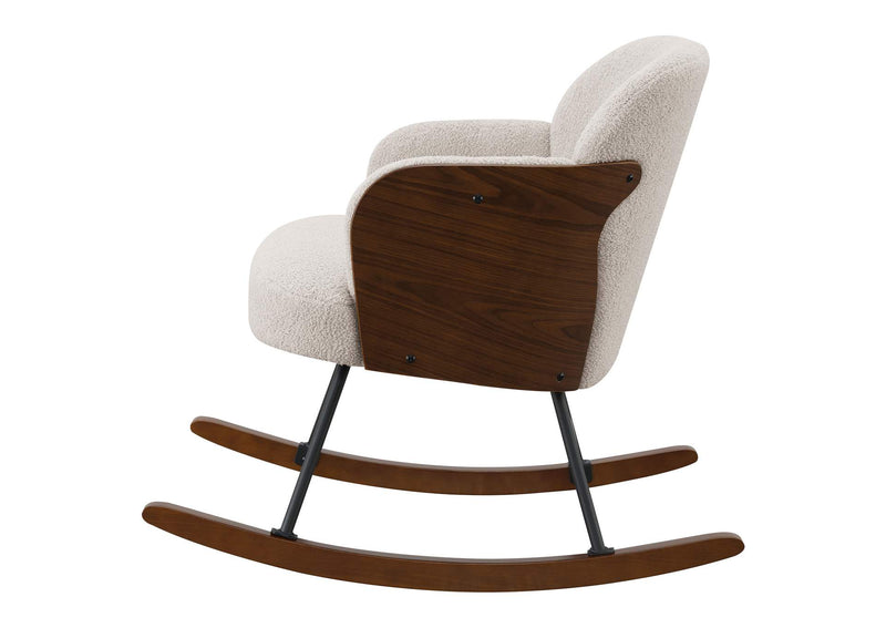 602625 Paige Boucle Upholstered Mid Back Rocking Chair Beige