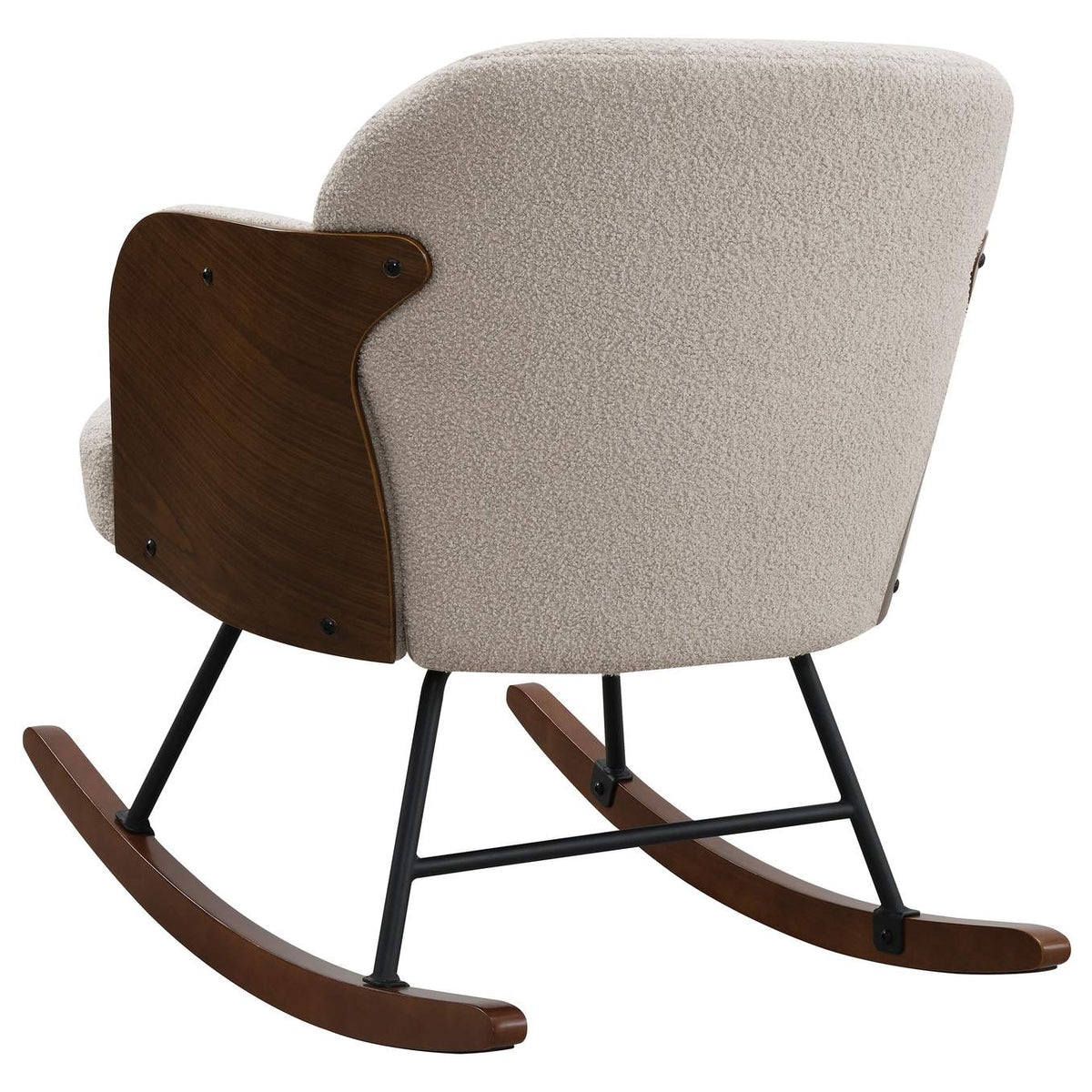 602625 Paige Boucle Upholstered Mid Back Rocking Chair Beige