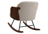 602625 Paige Boucle Upholstered Mid Back Rocking Chair Beige