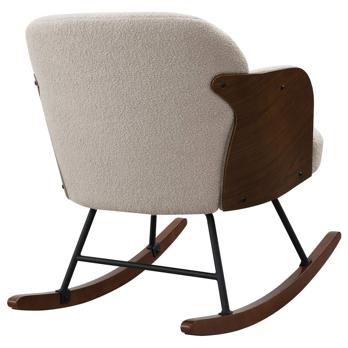 602625 Paige Boucle Upholstered Mid Back Rocking Chair Beige