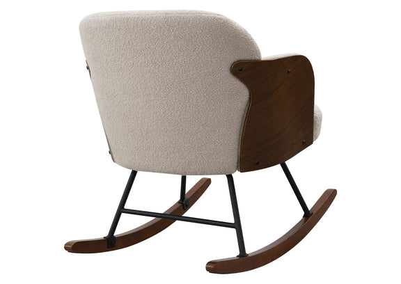 602625 Paige Boucle Upholstered Mid Back Rocking Chair Beige