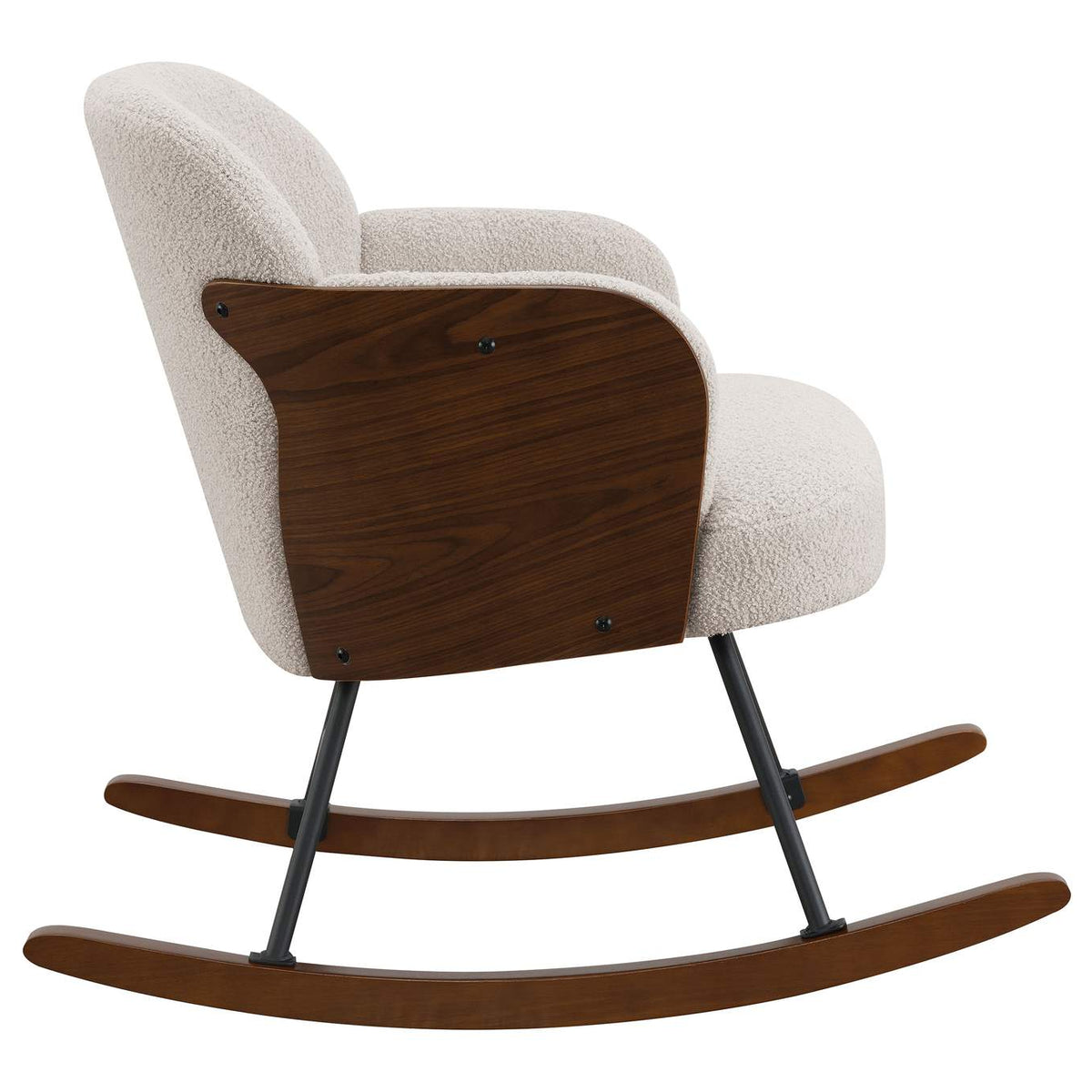 602625 Paige Boucle Upholstered Mid Back Rocking Chair Beige