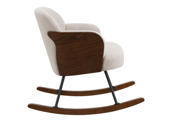 602625 Paige Boucle Upholstered Mid Back Rocking Chair Beige