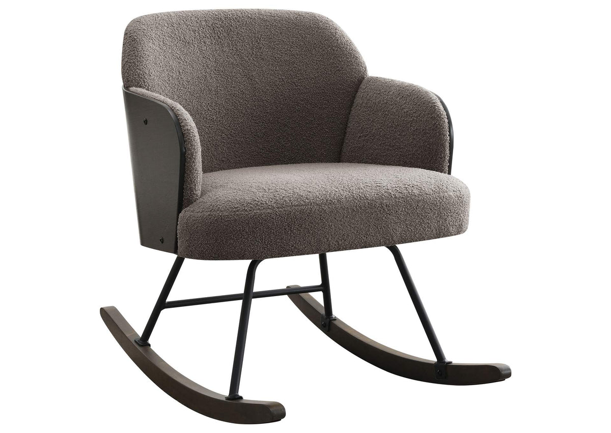 602626 Paige Boucle Upholstered Mid Back Rocking Chair Taupe