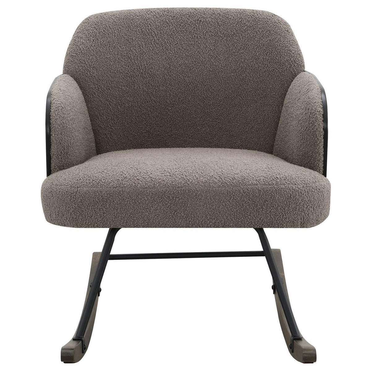 602626 Paige Boucle Upholstered Mid Back Rocking Chair Taupe
