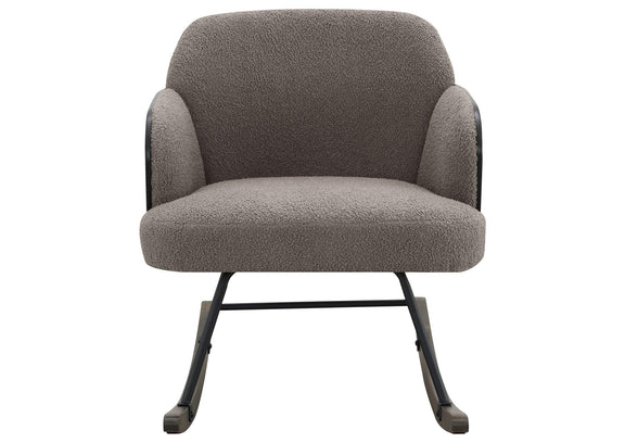 602626 Paige Boucle Upholstered Mid Back Rocking Chair Taupe