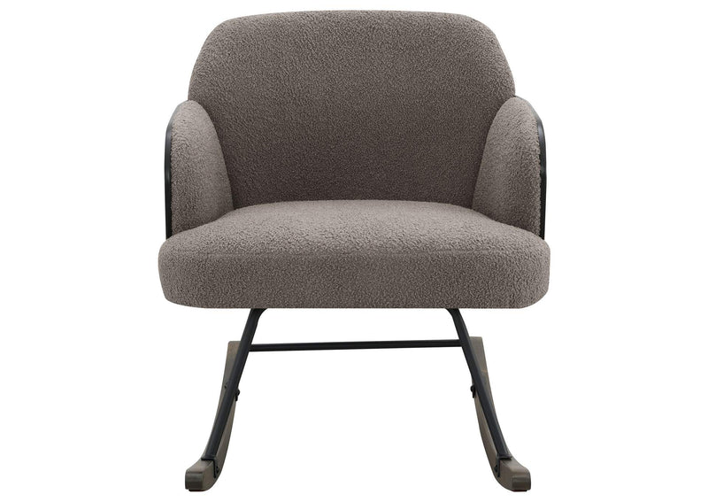 602626 Paige Boucle Upholstered Mid Back Rocking Chair Taupe