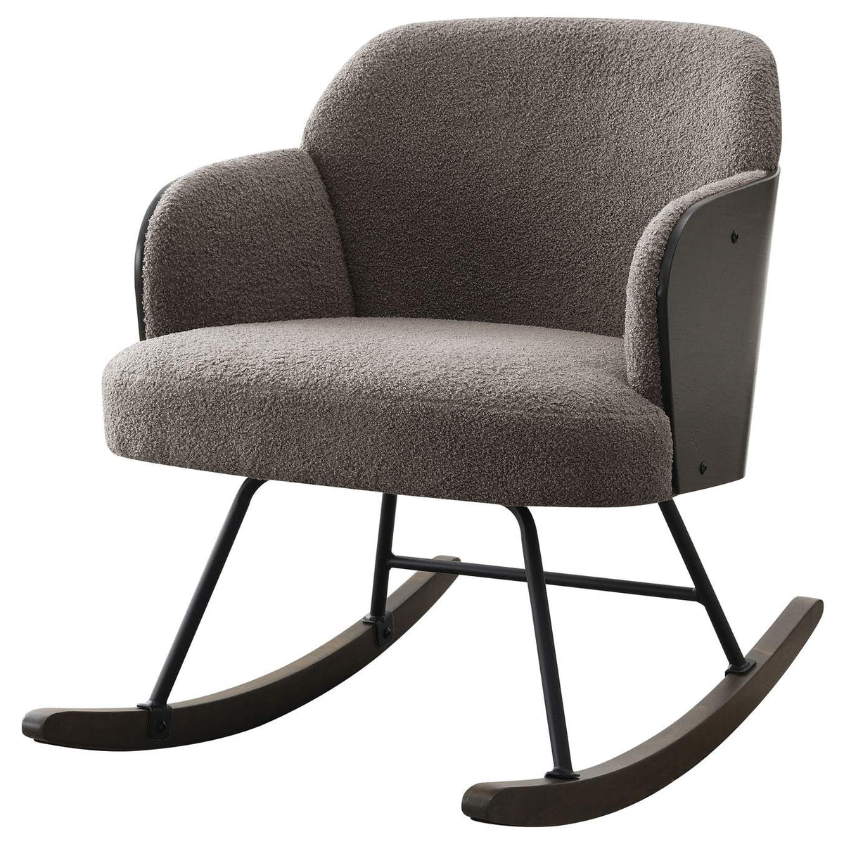 602626 Paige Boucle Upholstered Mid Back Rocking Chair Taupe