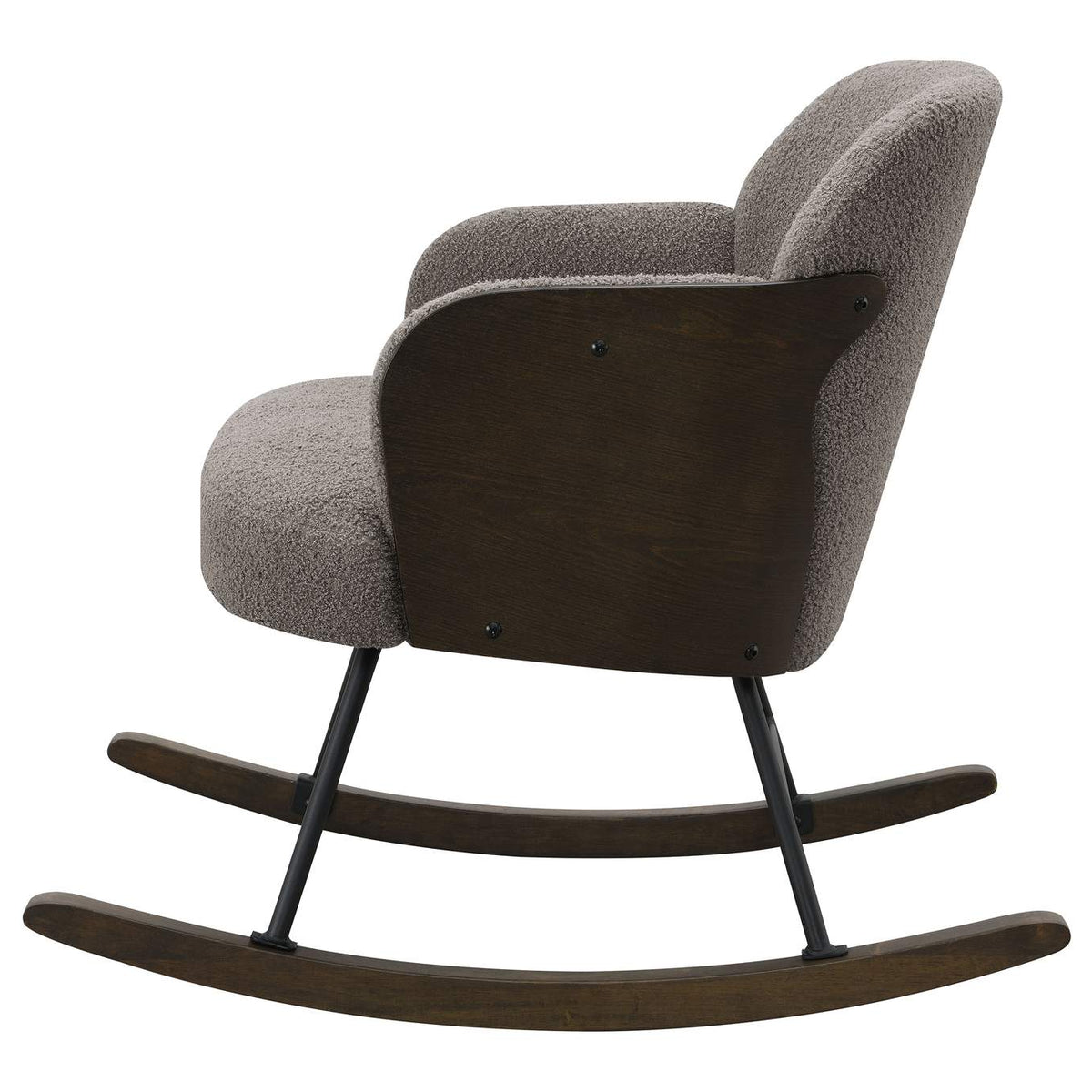 602626 Paige Boucle Upholstered Mid Back Rocking Chair Taupe