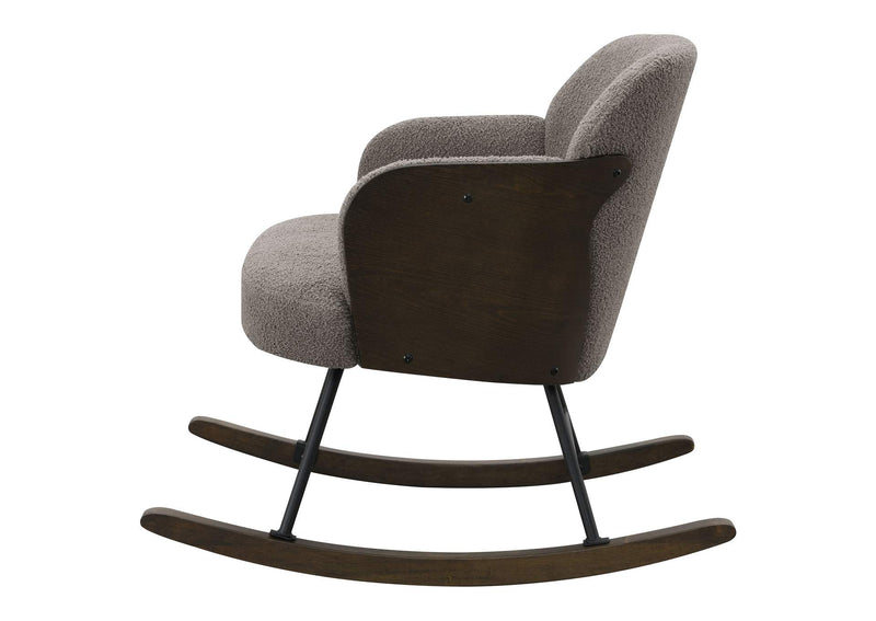 602626 Paige Boucle Upholstered Mid Back Rocking Chair Taupe
