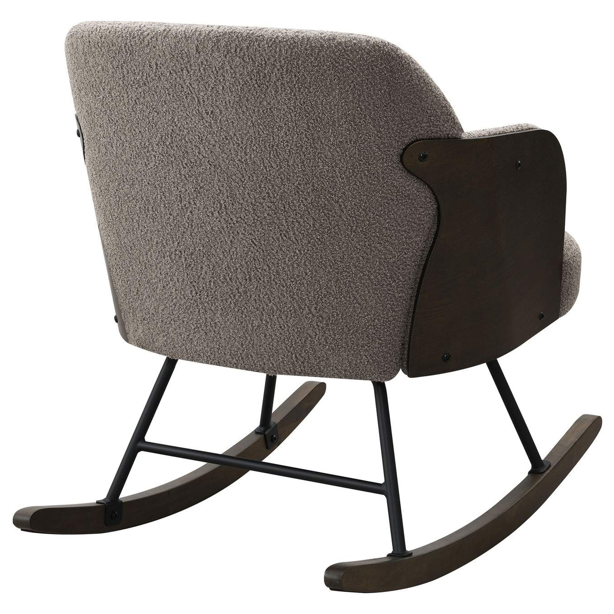 602626 Paige Boucle Upholstered Mid Back Rocking Chair Taupe