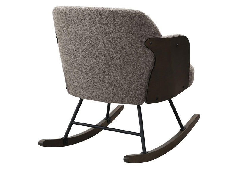 602626 Paige Boucle Upholstered Mid Back Rocking Chair Taupe