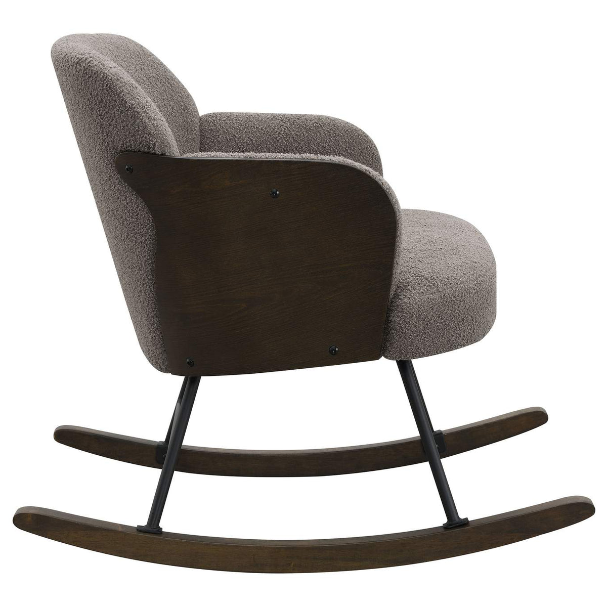 602626 Paige Boucle Upholstered Mid Back Rocking Chair Taupe