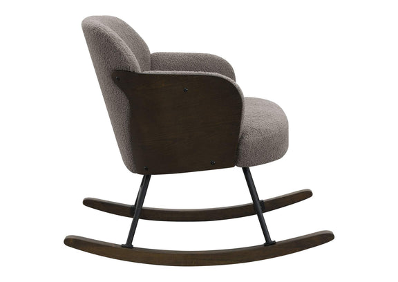 602626 Paige Boucle Upholstered Mid Back Rocking Chair Taupe