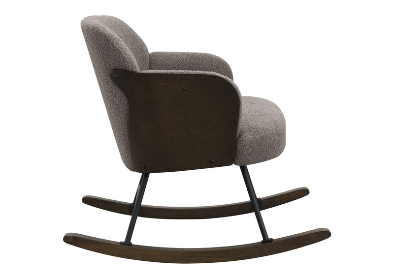 602626 Paige Boucle Upholstered Mid Back Rocking Chair Taupe