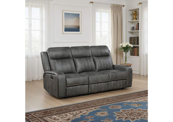 603191 Raelynn Upholstered Track Arm Motion Sofa Grey