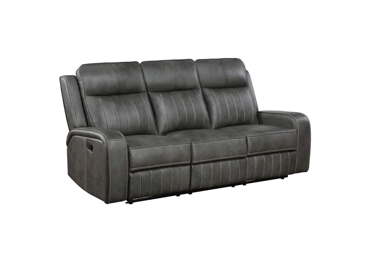 603191 Raelynn Upholstered Track Arm Motion Sofa Grey