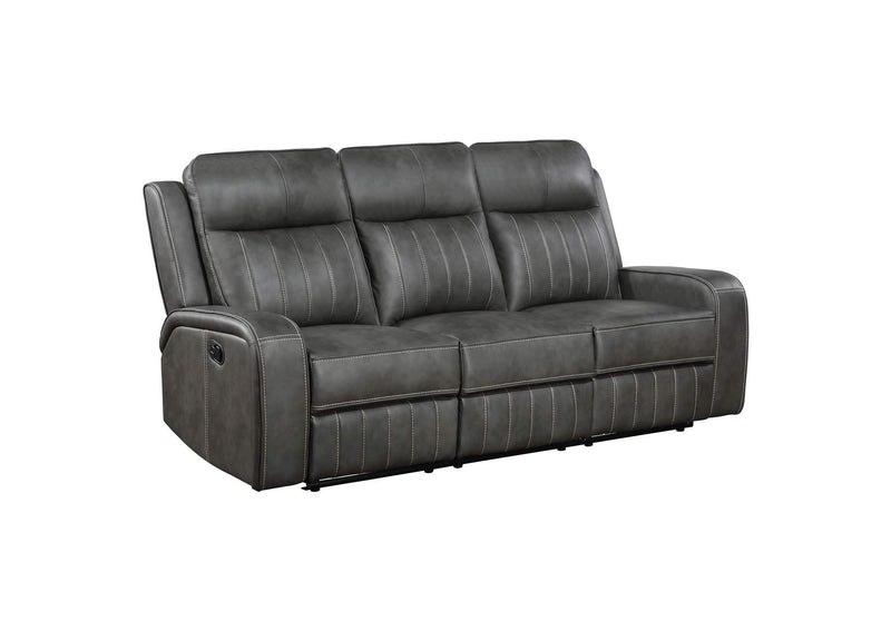 603191 Raelynn Upholstered Track Arm Motion Sofa Grey