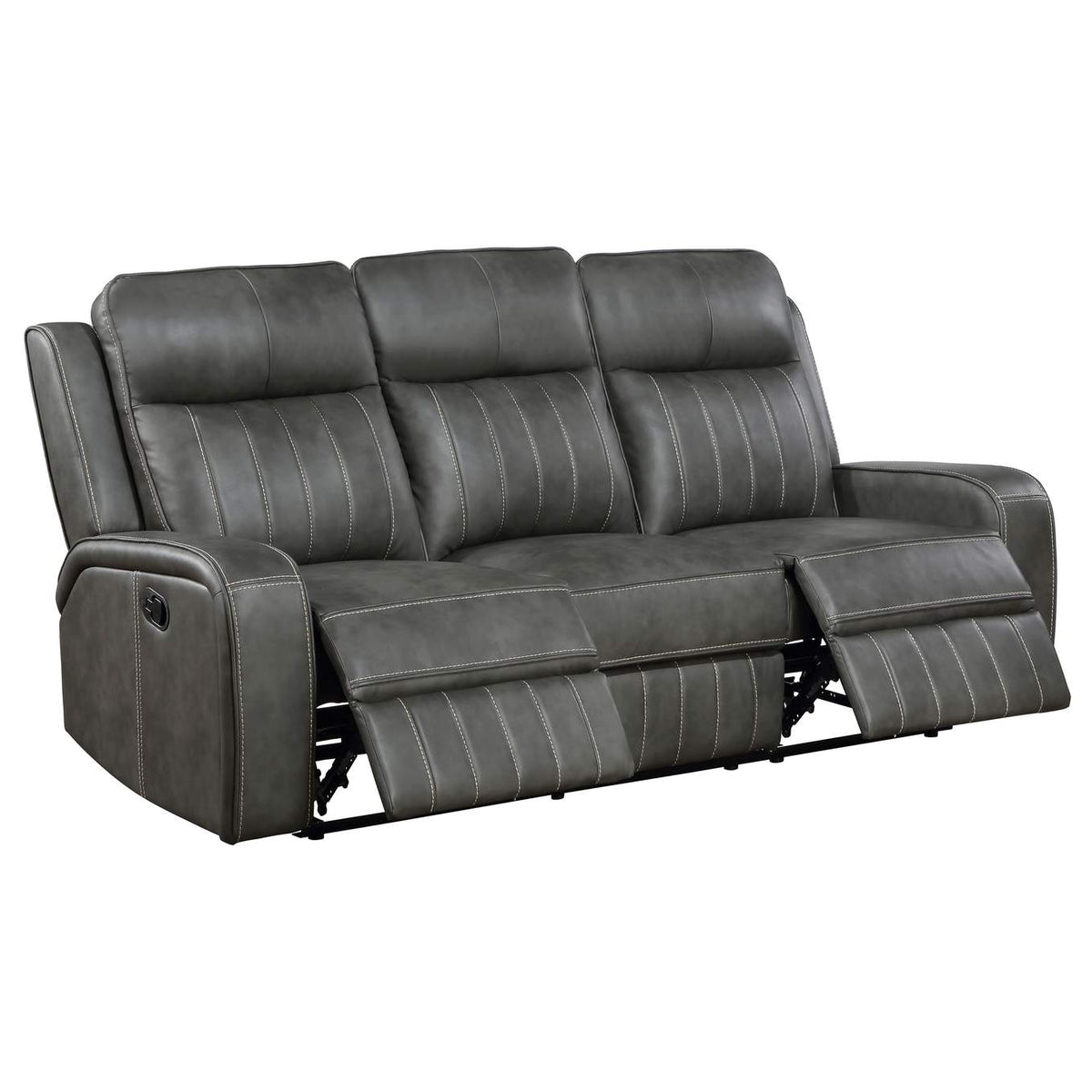 603191 Raelynn Upholstered Track Arm Motion Sofa Grey