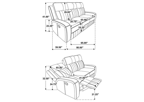603191 Raelynn Upholstered Track Arm Motion Sofa Grey