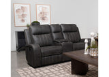 603192 Raelynn Upholstered Track Arm Motion Loveseat Grey