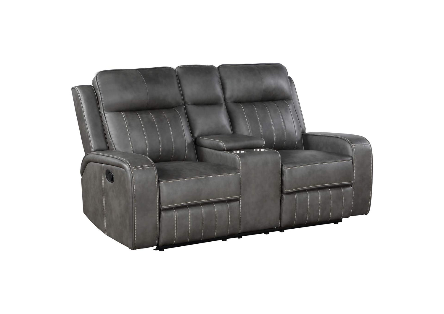 603192 Raelynn Upholstered Track Arm Motion Loveseat Grey