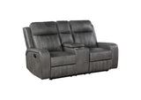 603192 Raelynn Upholstered Track Arm Motion Loveseat Grey