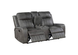 603192 Raelynn Upholstered Track Arm Motion Loveseat Grey